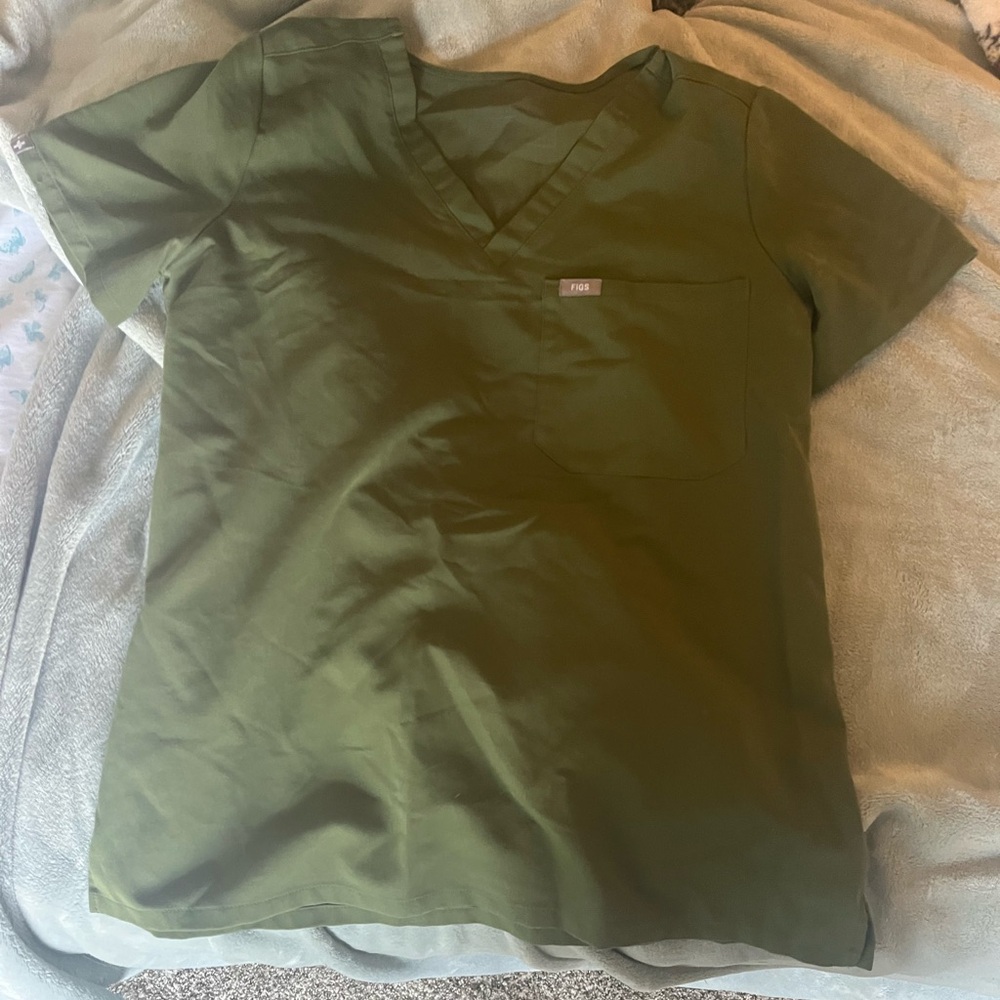 Figs dark olive scrub top